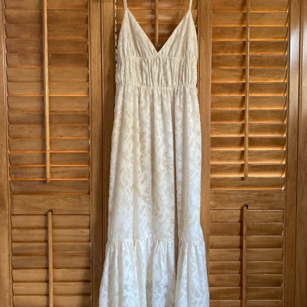Cream Maxi Summer/Slip dress with peach undertone